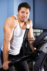 Fototapeta na wymiar Man on treadmill