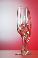 Glasses of water on the gradient background