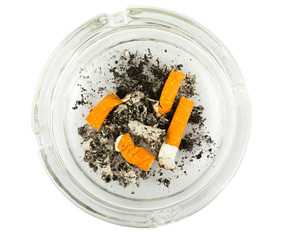 Ashtray with cigarette butts