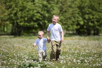 Naklejka na ściany i meble little boys playing in the park