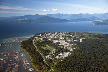 Fototapeta premium Aerial view of Vancouver, UBC and sea