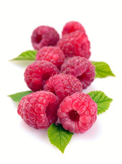 Raspberry with leaves