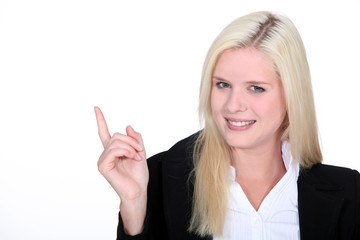 Woman pointing her finger