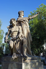 Fototapeta na wymiar Sculpture of Premysl and Libuse in Prague