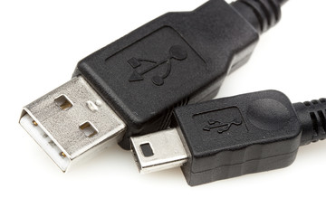 A black mini USB cable