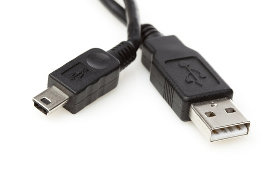 A black mini USB cable