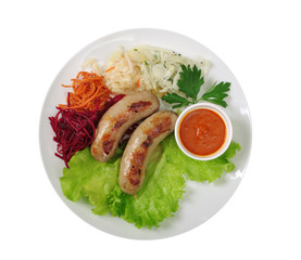 Sausage making roasted with vegetable