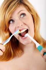 modern or old tooth cleaning