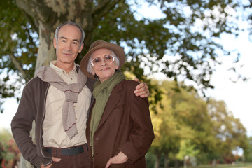 Fototapeta premium elderly couple in the forest