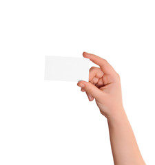 Fototapeta premium card blank with hand isolated on white backgroud