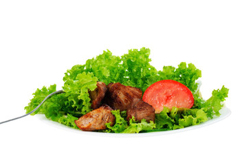 Meat on leaf lettuce