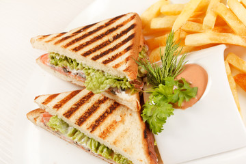 Sandwiches with French fried potatoes