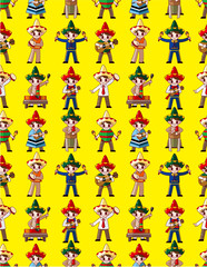 cartoon Mexican music band -seamless pattern,vector
