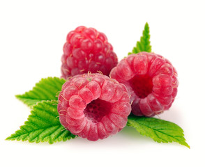 Raspberry with leaves