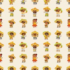 cartoon Mexican people-seamless pattern,vector.