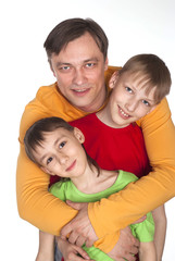 Fototapeta premium dad and two sons