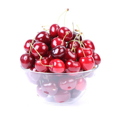Bowl of Cherry fruits on a white background