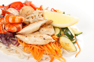 meat with vegetables and noodles