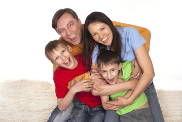 happy family on a carpet