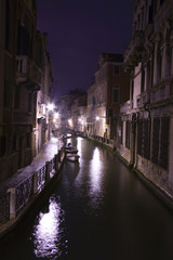 Obraz na płótnie Canvas Old Rainy Venice Street and Channels