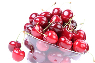 Bowl of Cherry fruits on a white background