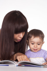 mom and her son reading