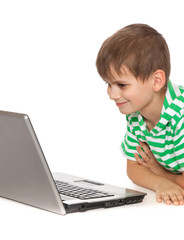 Boy holding a laptop