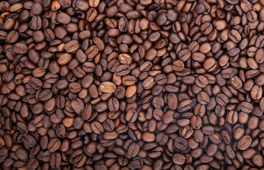 Brown roasted coffee beans