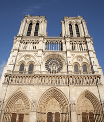 Fototapeta na wymiar Paris - Notre-Dame cathedral - west facade