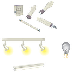 Selection of various lamps and bulbs