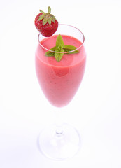Strawberry shake in a champagne glass