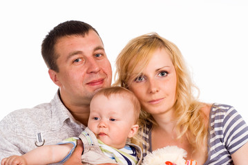 beautiful family on white