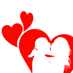 couple kissing in heart illustration