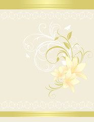 Lilies with floral ornament. Card