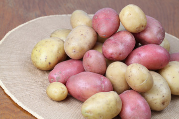 Red and white organic potatoes