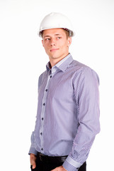 smart engineer on white