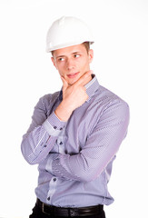 smart engineer on white