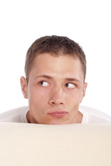 Obraz premium smart guy behind the sofa