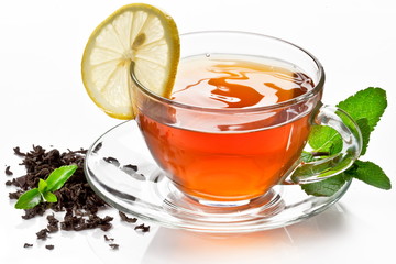 Cup tea with mint.