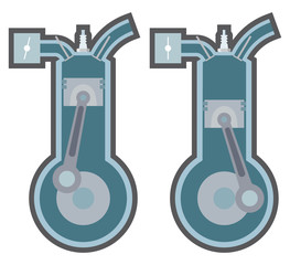 Pistons and cylinders stylised
