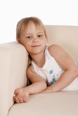 young girl on sofa