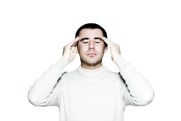 Naklejka premium Mature man massaging his temples