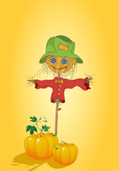 Scarecrow with pumpkins