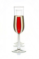 glasses, champagne and red champagne isolated on white