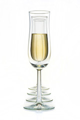 glasses and champagne isolated on white
