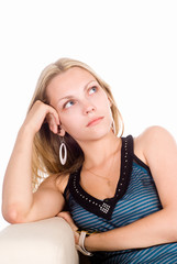 Obraz premium cute girl on sofa