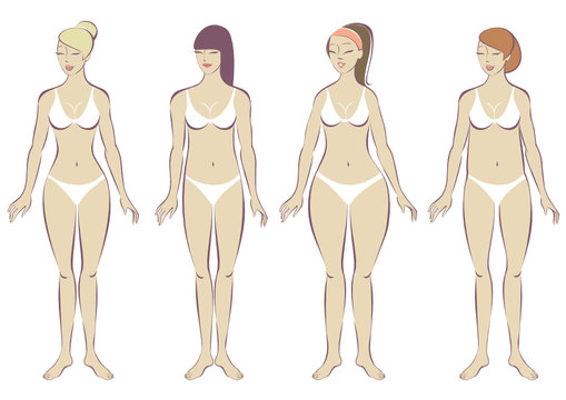 Set of female body types