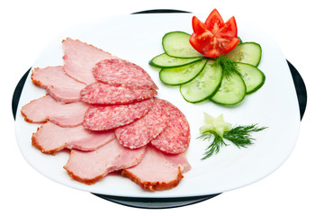 sausage and ham with vegetables