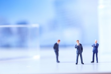 Fototapeta premium Miniature figurines of successful business team.