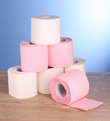 Toilet pape on blue background